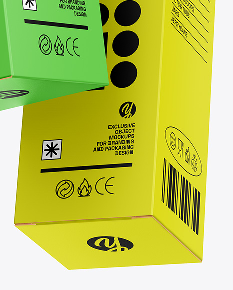 Two Flying Paper Boxes Mockup