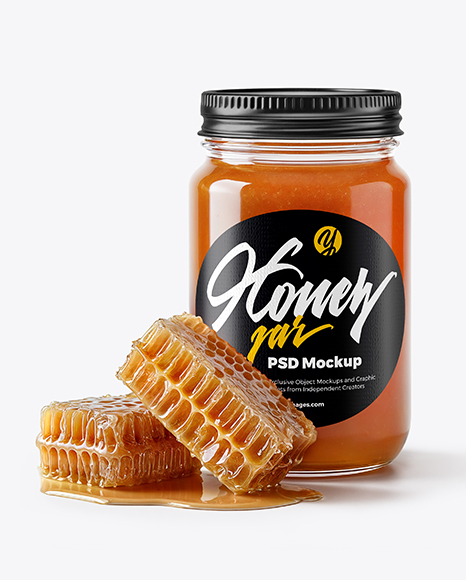 Glass Jar with Rosewood Honey Mockup - Realistic mockups