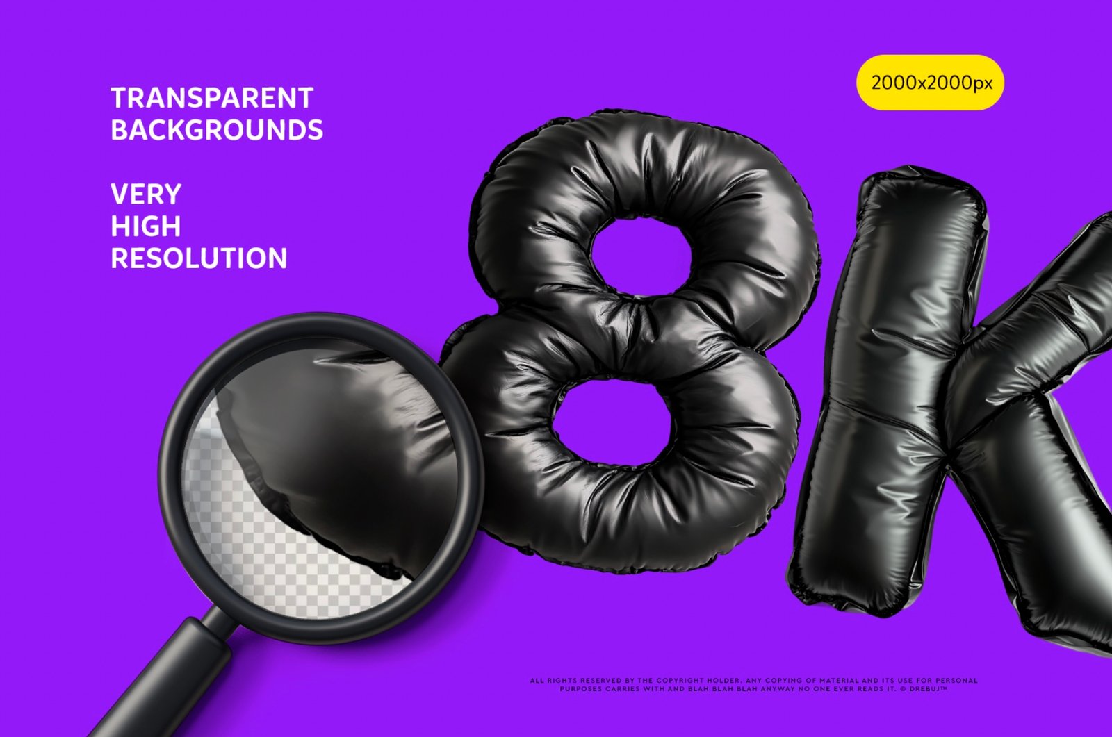 Mister Latex Font: Geometric 3D Black Plastic Alphabet PNG