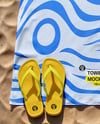 Beach Blanket with Straw Hat and Flip-Flops Mockup