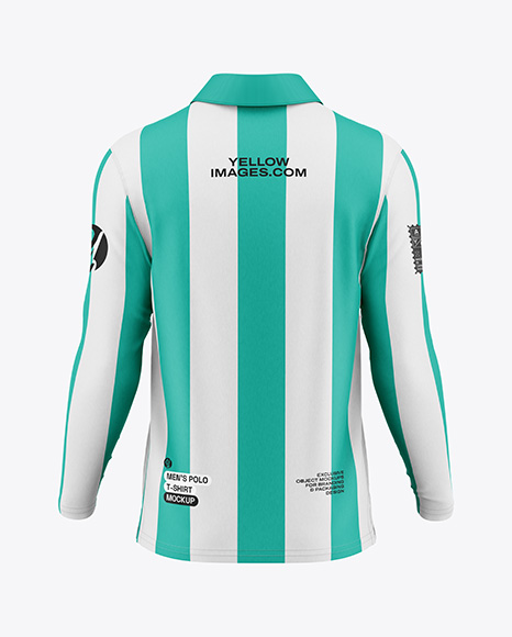 Men's Long Sleeve Polo Shirt Mockup - Back View