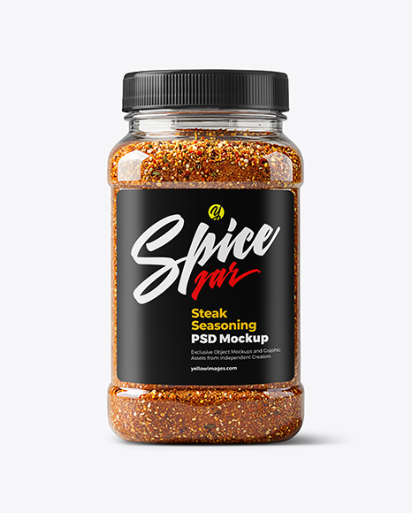 Plastic Jar with Steak Seasoning Mockup - Realistic mockups