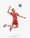 Man Wearing Full Volleyball Kit with Ball Mockup