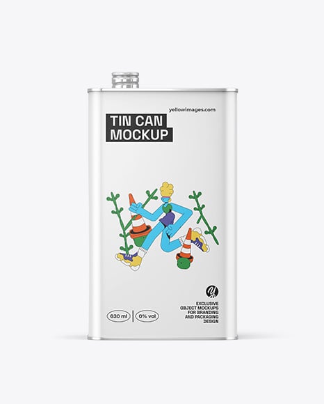 Matte Square Tin Can Mockup