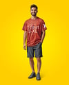 Young Man Wearing T-shirt and Shorts Mockup