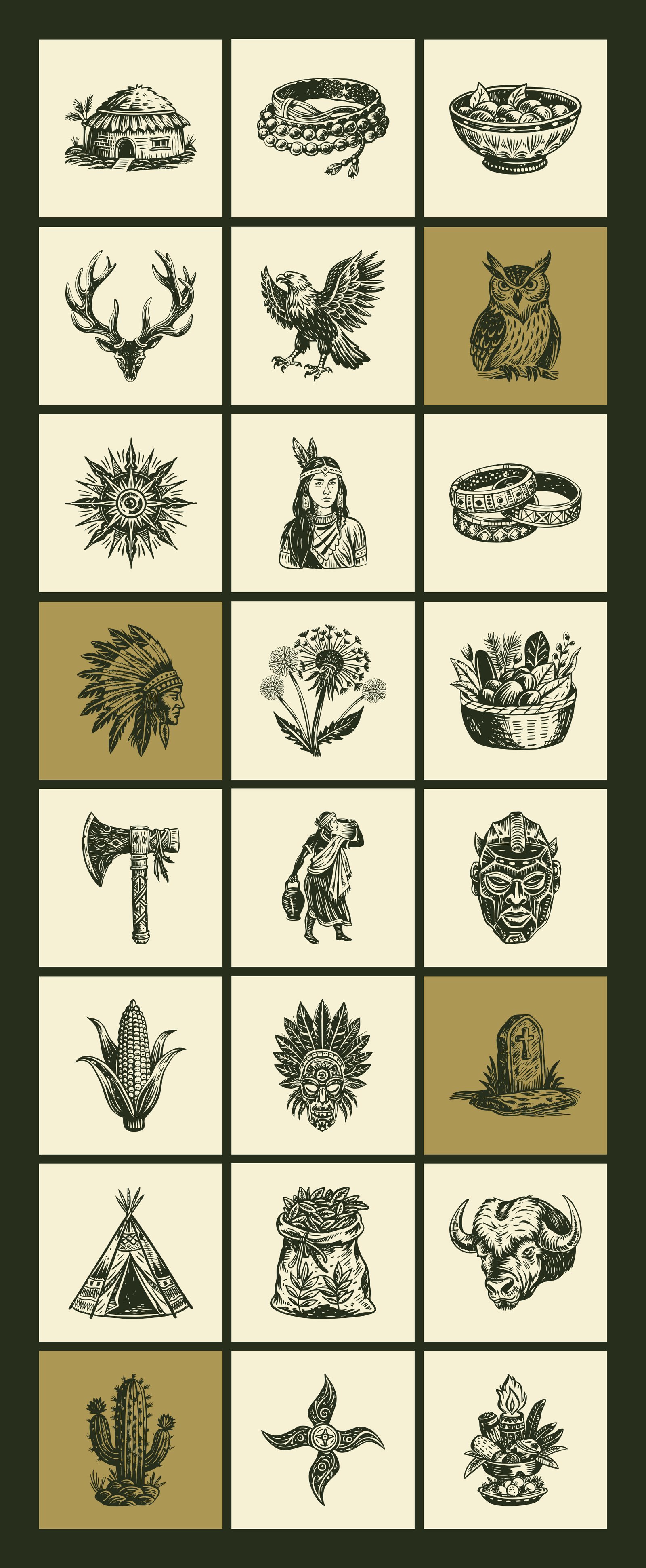 Native American Art Icon Set