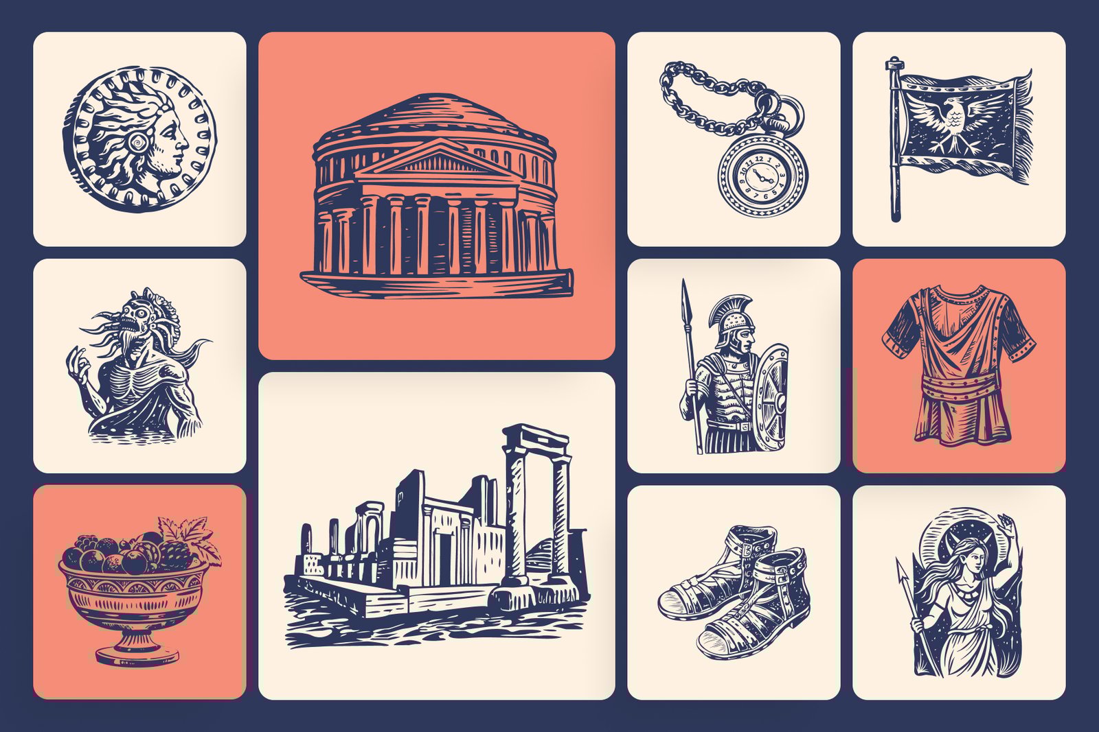 Vintage Roman Icon Set