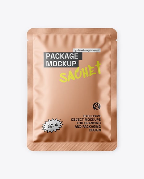 Matte Metallic Sachet Mockup - Package mockups