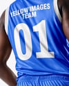 Basketball Player Wearing Jersey and Shorts with Basketball Mockup