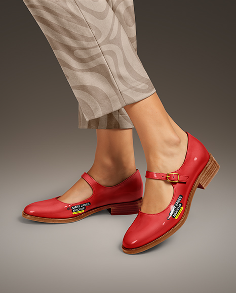 Pair of Mary Janes on Woman's Legs Mockup