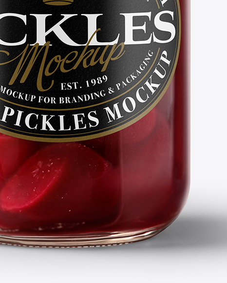 Clear Glass Jar with Pickled Beets Mockup