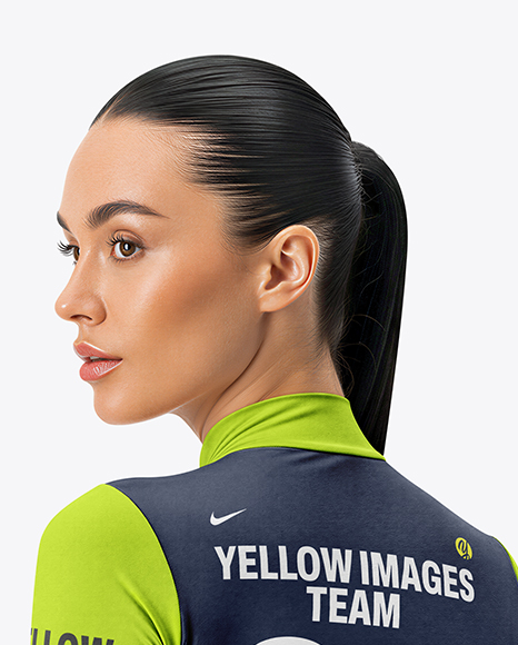 Woman Wearing Cycling Jersey and Bib Shorts Mockup