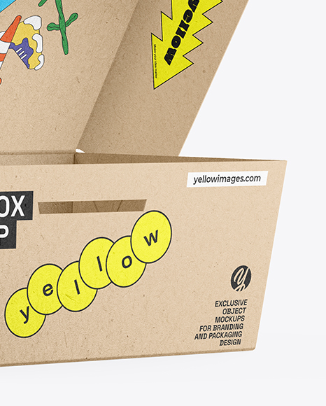 Opened Kraft Paper Food Box Mockup