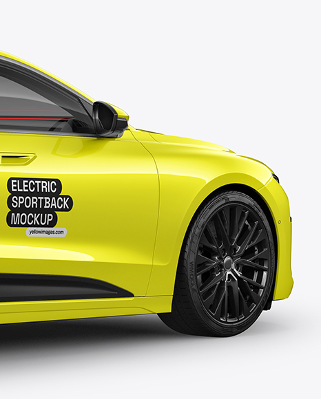 Electric Sportback Car Mockup - Back Half Side View