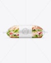 Clear Plastic Flow-Pack with Sandwich in Paper Sleeve Mockup