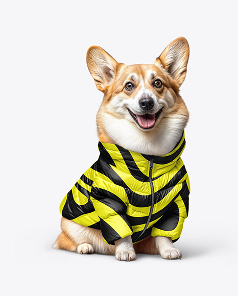Corgi Wearing a Puffer Jacket Mockup