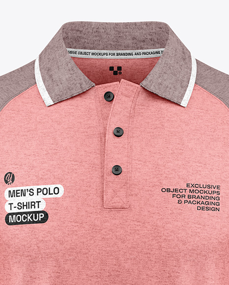 Men's Heather Raglan Polo Shirt Mockup - Front View