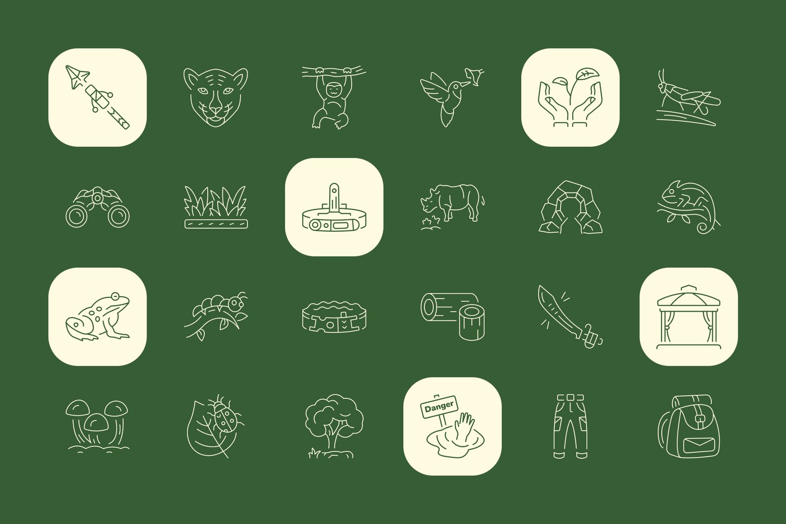 Rainforest Art Icon Set