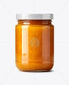 Glass Jar with Apricot Jam Mockup