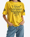 Young Woman Wearing T-Shirt and Baseball Cap Mockup