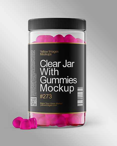 Plastic Jar with Gummies Mockup