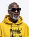 Elderly Black Man Wearing Hoodie and Sunglasses Mockup