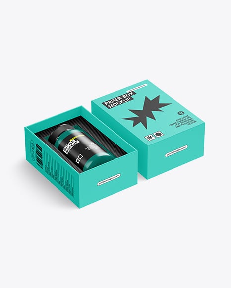 Pills Bottle in a Box Mockup