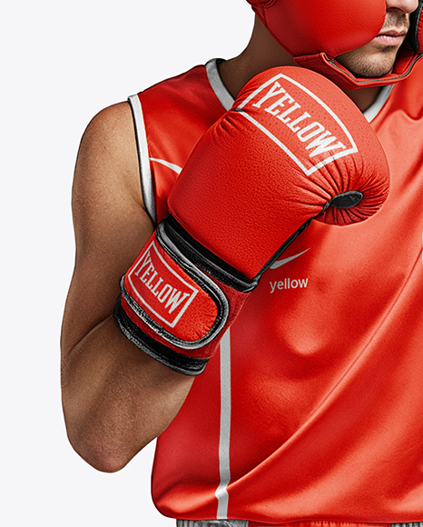 Man Wearing Full Boxing Kit Mockup