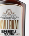 Black Rum Glass Bottle with Wooden Cap Mockup