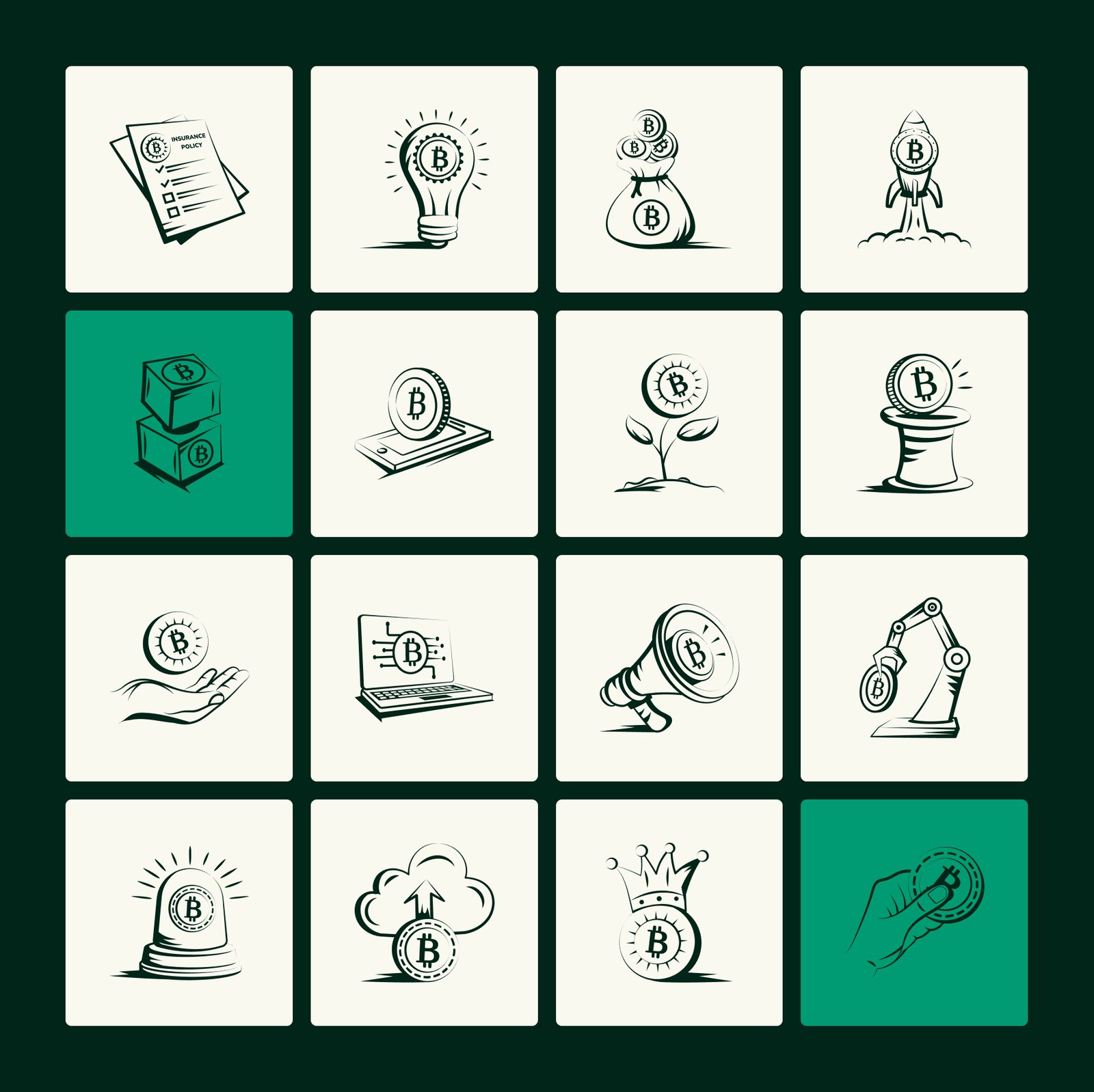 Bitcoin Trading Doodle Art Set