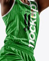 Afro-American Female Basketball Player Wearing Full Basketball Uniform Mockup