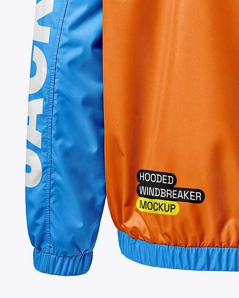 Hooded Windbreaker Jacket Mockup - Back View