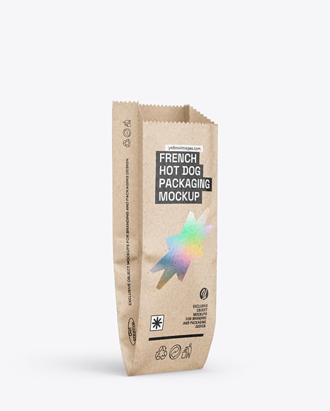 Kraft Paper Bag with Hot Dog Mockup