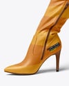 Pair of Over-The-Knee Boots on Women's Legs on Stool Mockup