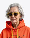 Old Woman Wearing Oversize Hoodie & Sweatpants Mockup