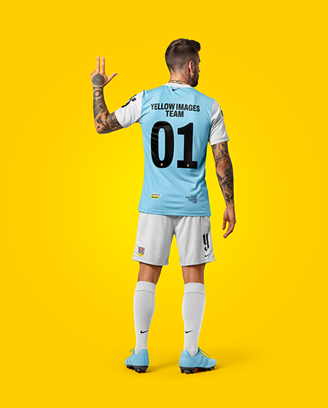 Soccer Player Wearing Jersey and Shorts Mockup