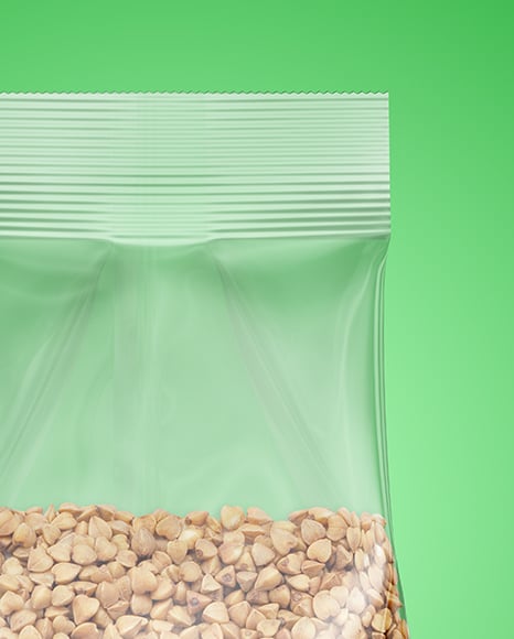 Transparent Package with Buckwheat Mockup