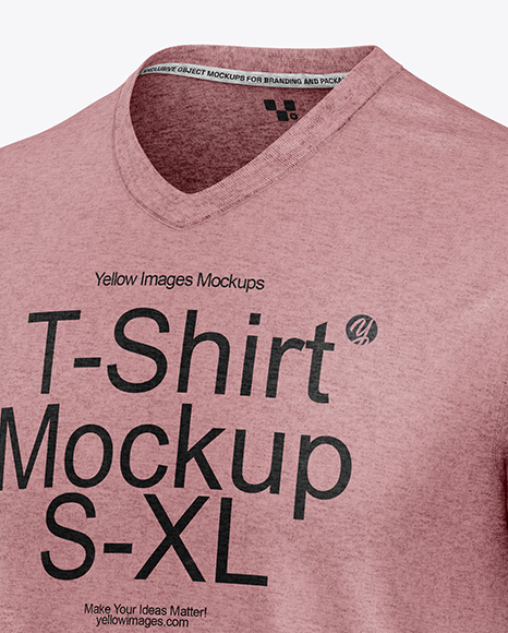 V-Neck Heather T-Shirt Mockup - Half Side View