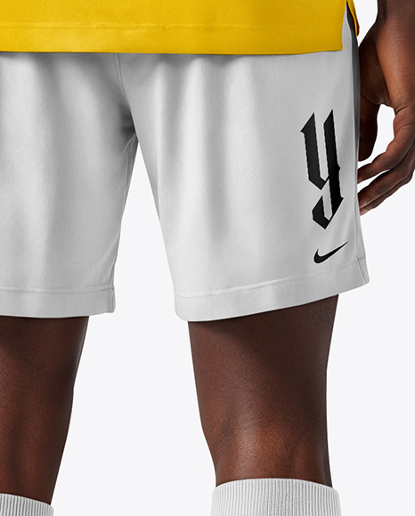 Man with Afro Hairstyle Wearing Polo Collar Jersey and Shorts Mockup