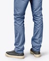 Man Wearing Polo Shirt and Jeans Mockup