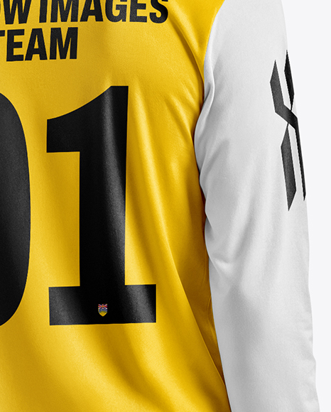 Man Wearing Long Sleeve Soccer Jersey and Shorts Mockup
