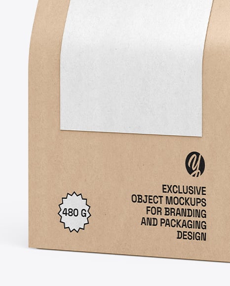 Kraft Coffee Bag with Clip Mockup – Half Side View