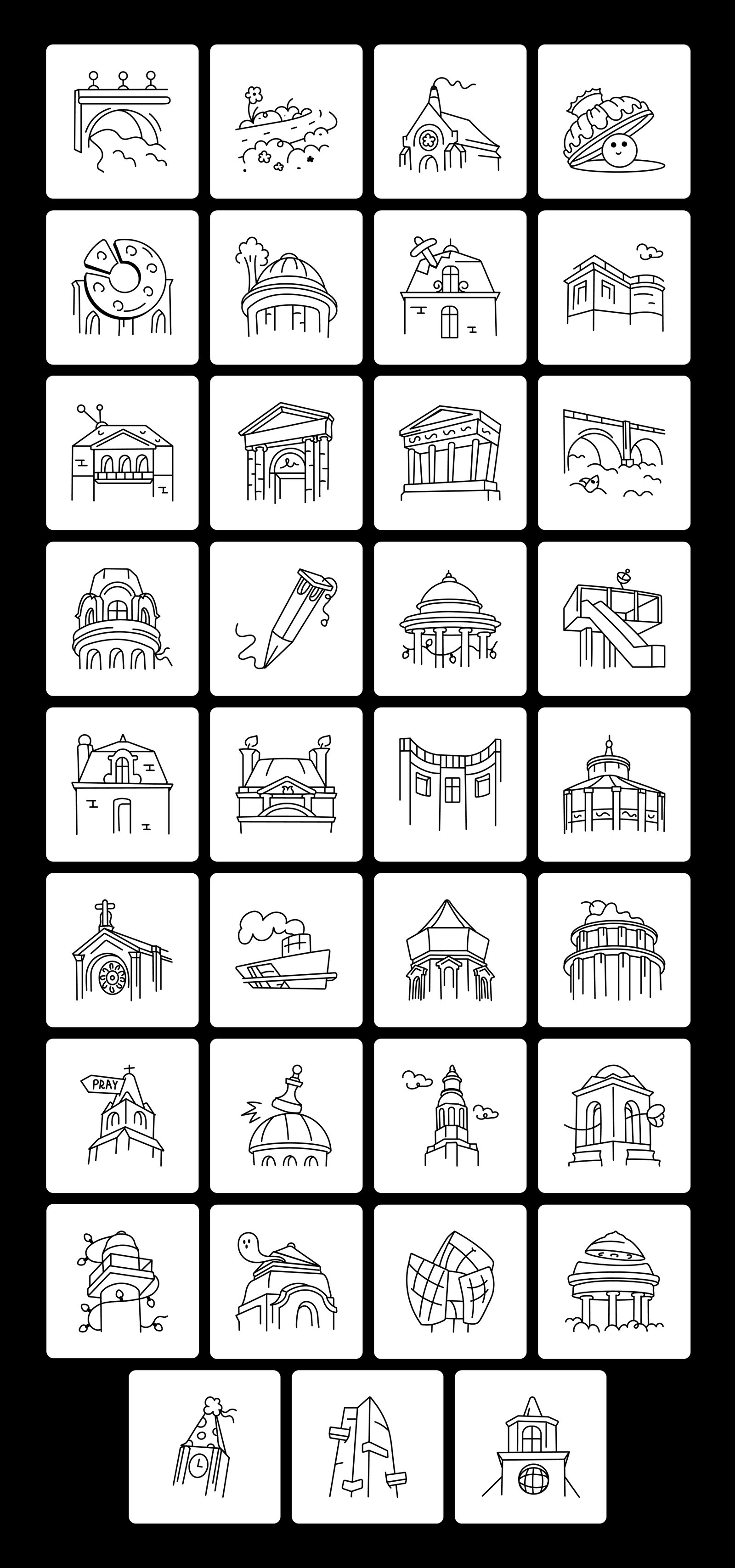 Paris Landmark Icon Set