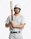 Baseball Player Wearing a Jersey and Helmet with a Bat Mockup