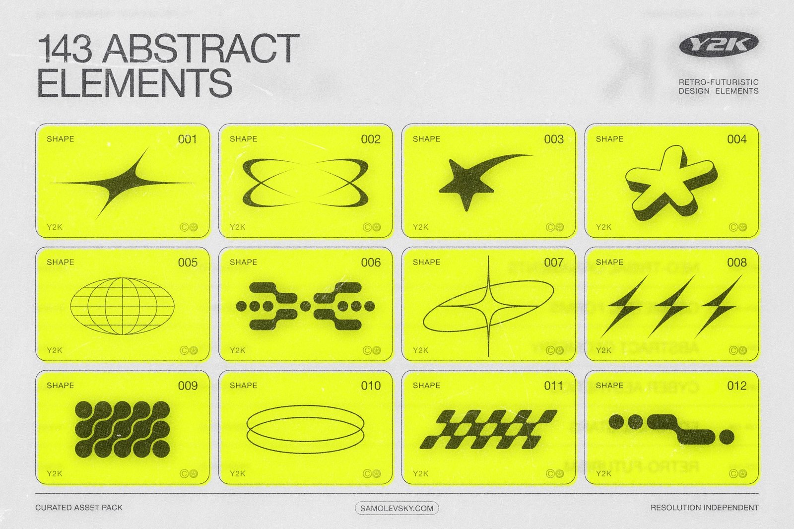 190 Y2K Vector Shapes and Design Elements Pack Vol. 2