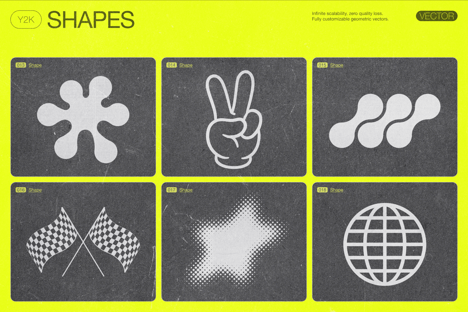 190 Y2K Vector Shapes and Design Elements Pack Vol. 2