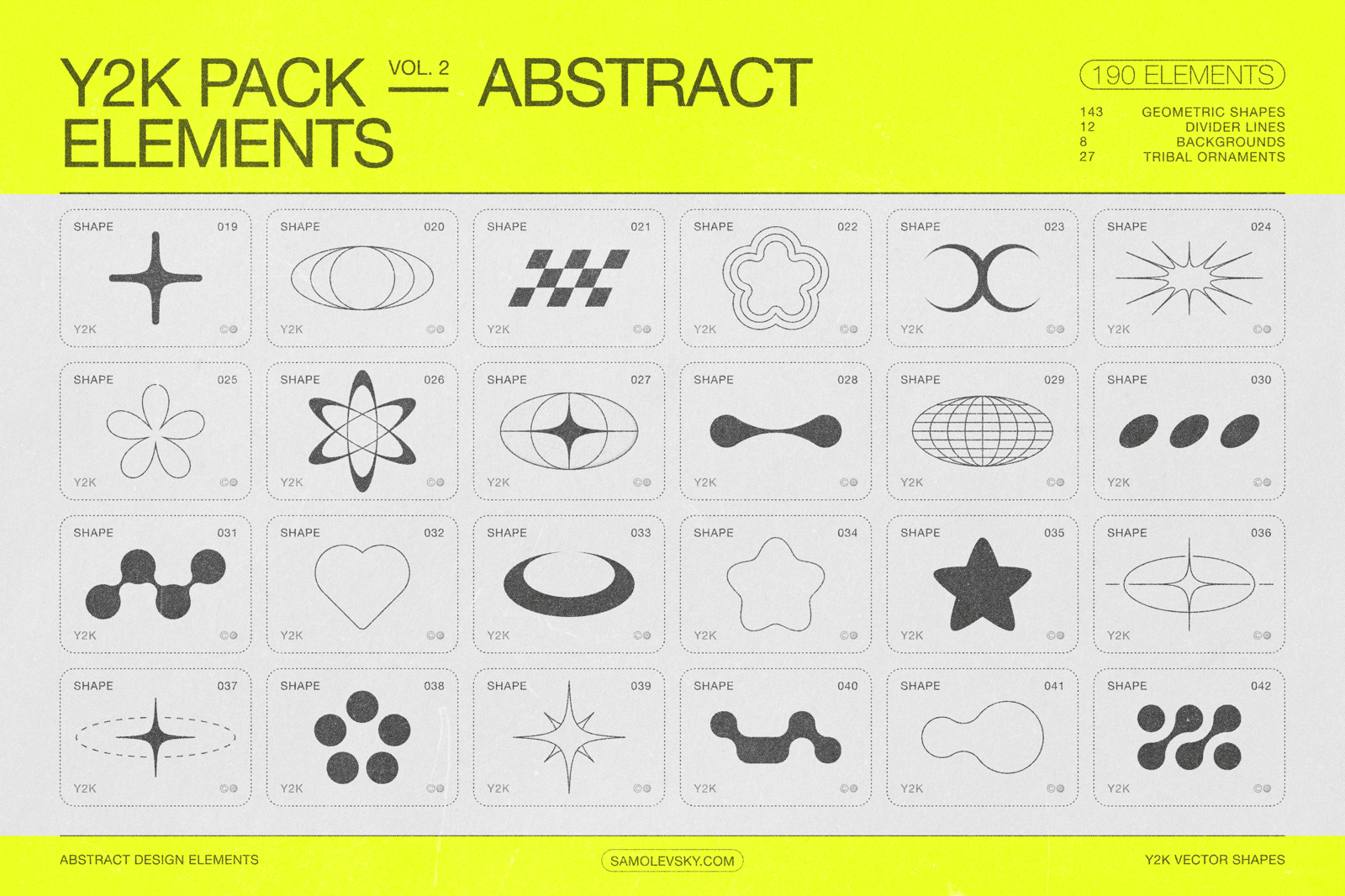190 Y2K Vector Shapes and Design Elements Pack Vol. 2