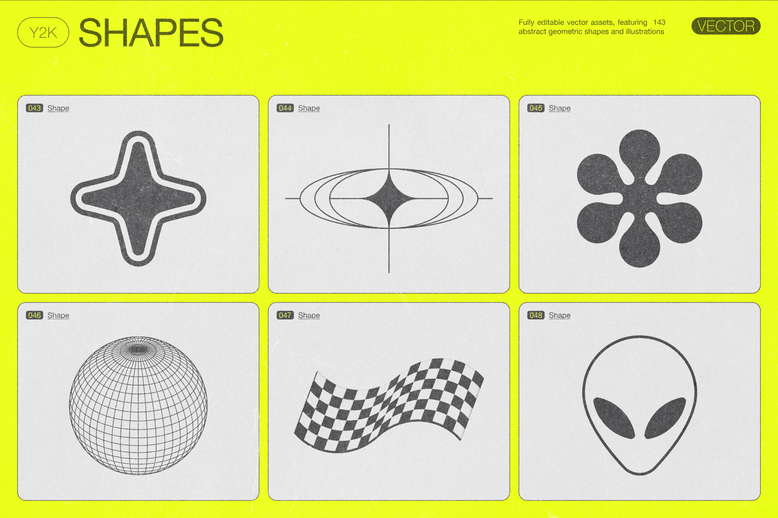 190 Y2K Vector Shapes and Design Elements Pack Vol. 2