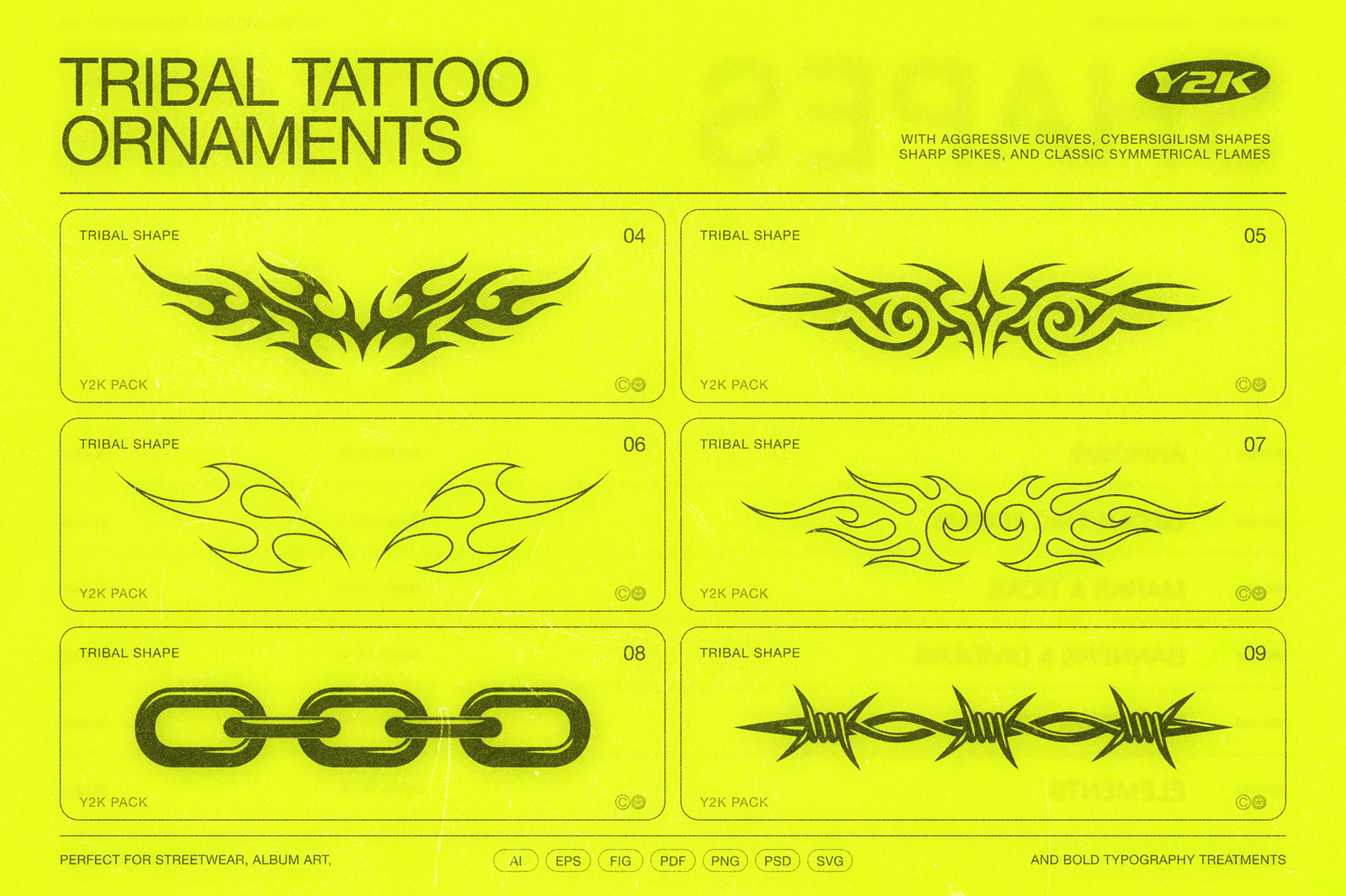 190 Y2K Vector Shapes and Design Elements Pack Vol. 2