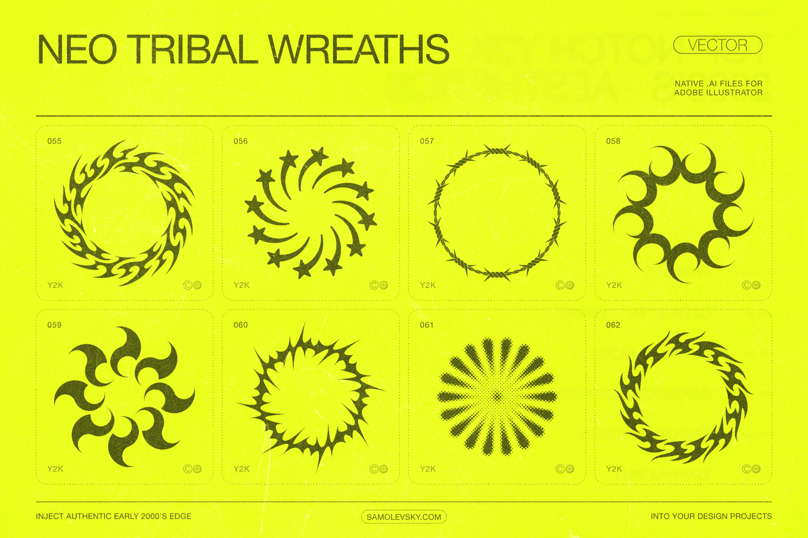 190 Y2K Vector Shapes and Design Elements Pack Vol. 2